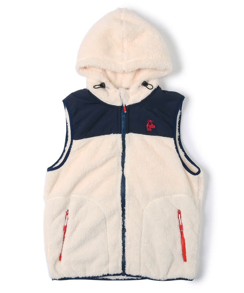 Chums Elmo Fleece Vest MS/ WS 男女裝 毛毛 背心連帽外套 W056 Ivory/ Navy 白/ 藍 
