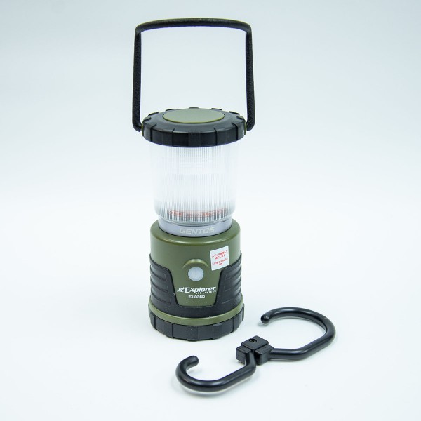 GENTOS EX-036D EXPLRER 營燈 含掛鉤的三色式調光露營燈 IPX4防水 6*AA電 