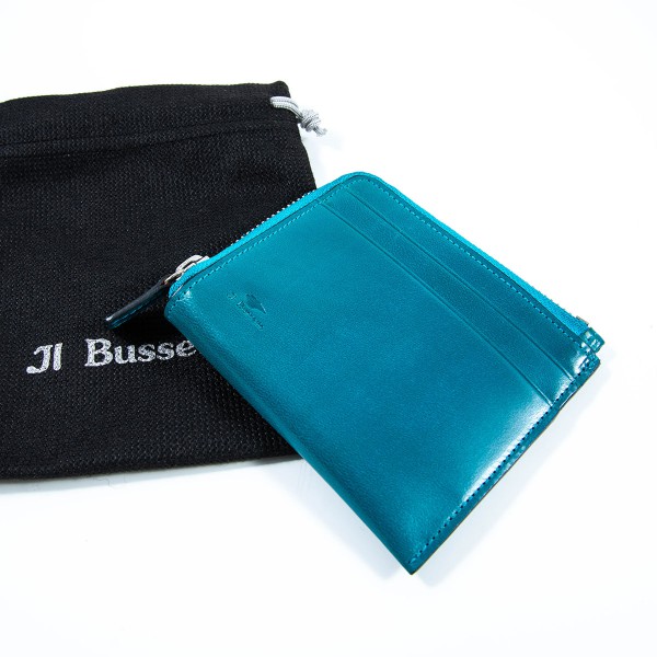 Il bussetto Small Zippy Leather Wallet Brilliant Blue