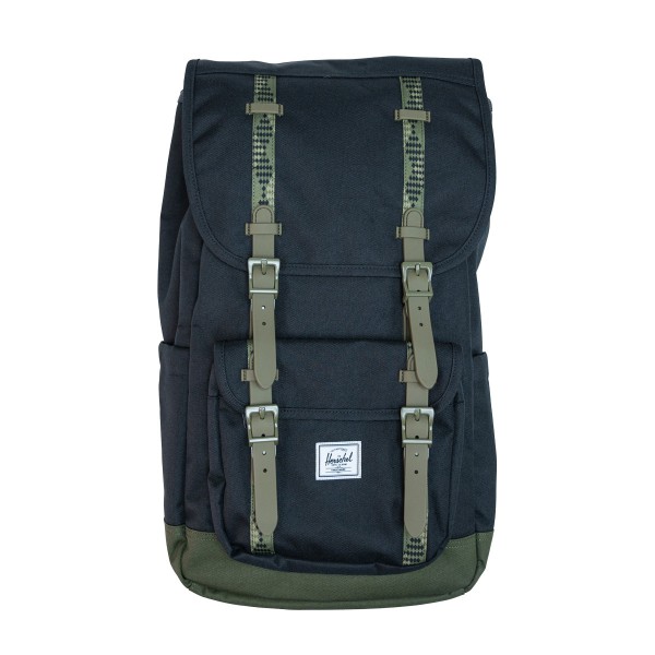 Herschel Little America Backpack 新版 新增左右插袋&頂袋 30升 大容量 Black/ Ivy Green 