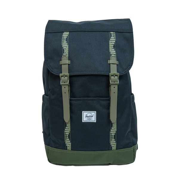 Herschel Retreat Backpack 新版 新增左右側袋 背部快取電腦設計 20升 Black/Ivy Green 