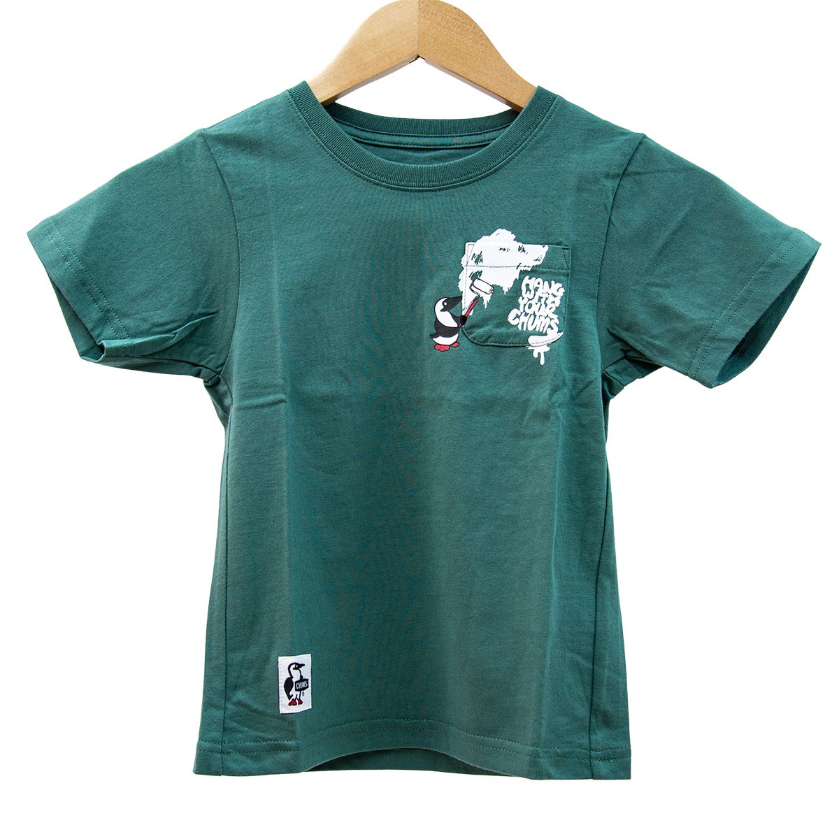 CHUMS KID'S BOOBY PAINTING POCKET T-SHIRT M076 SAGE 綠色 小童T恤