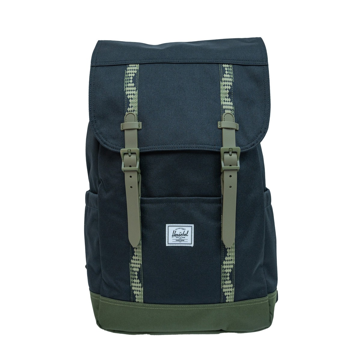 Herschel Retreat Backpack 新版 新增左右側袋 背部快取電腦設計 20升 Black/Ivy Green <旺角店>